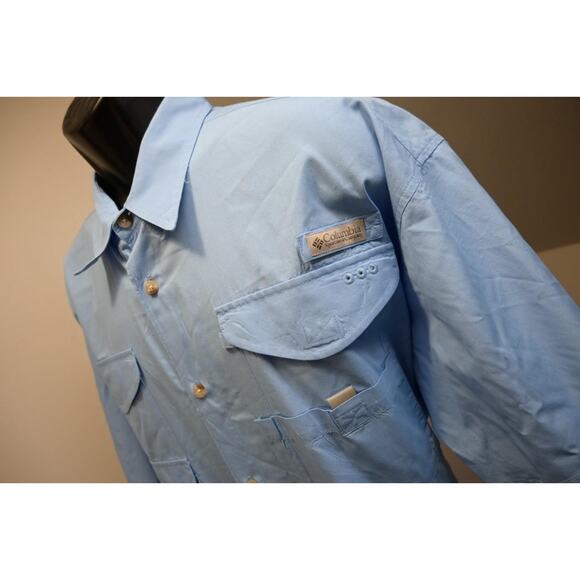 Columbia PFG Vented Fishing Shirt Blue Hiking Camp Button Up Mens Size XL - Picture 1 of 10